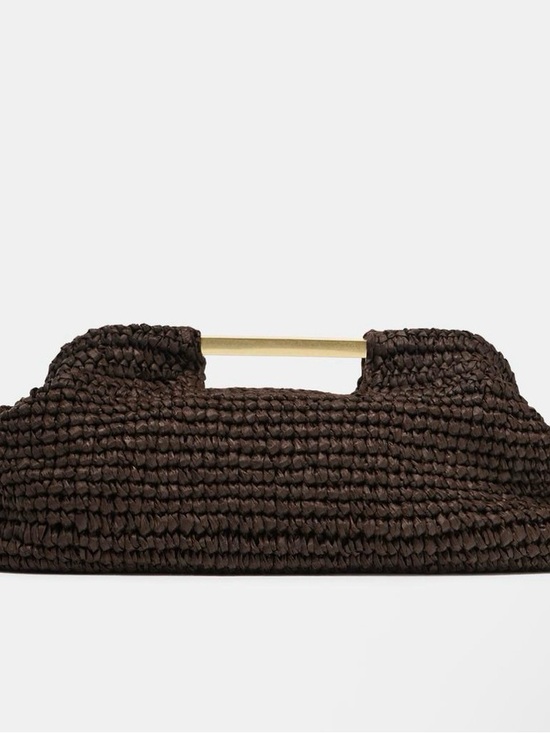Zara Handbags - Zara Woven Clutch in Dark Brown